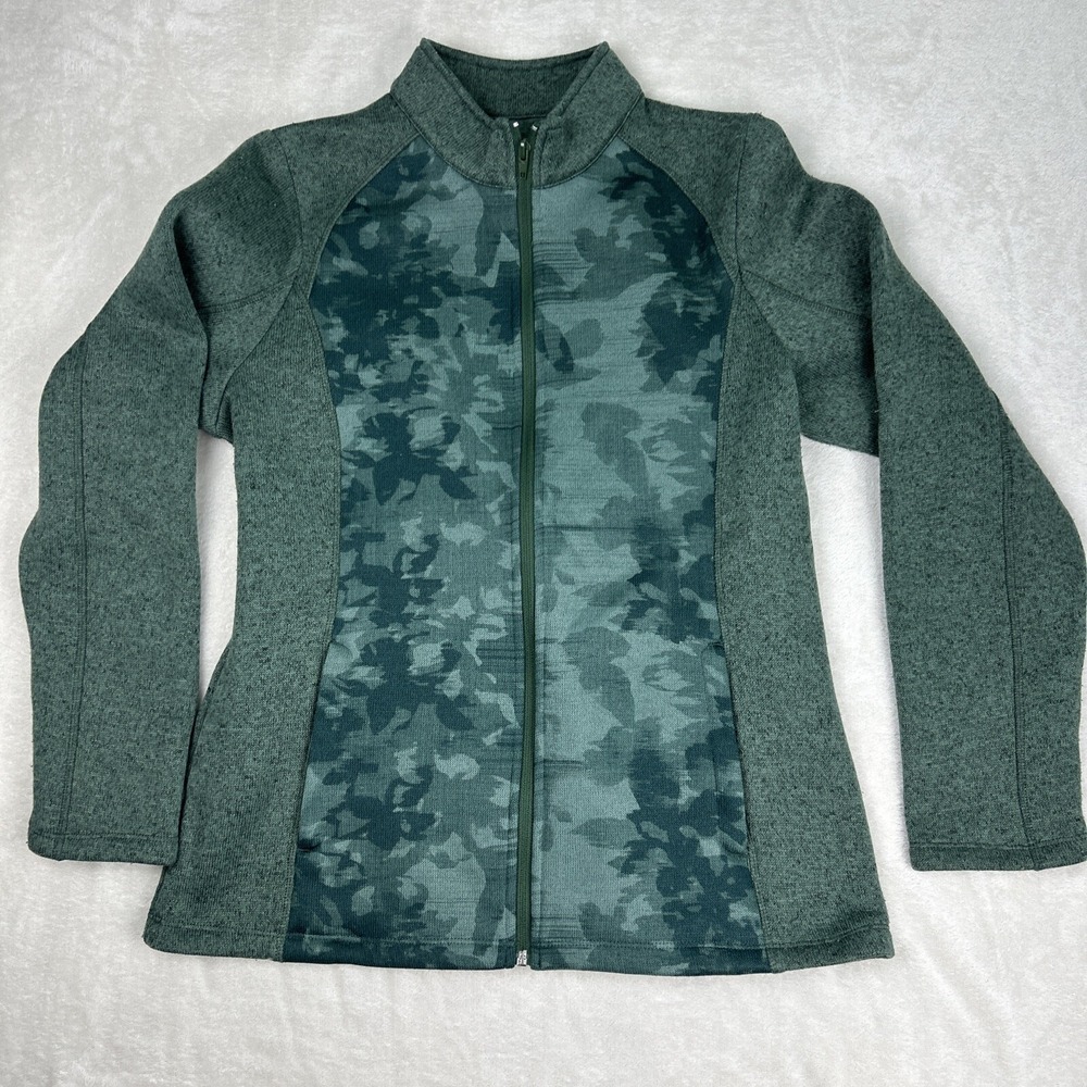 Callaway Jungle Green Zippered Knit Jacket Womens Size Large Camo Golf Zip Up